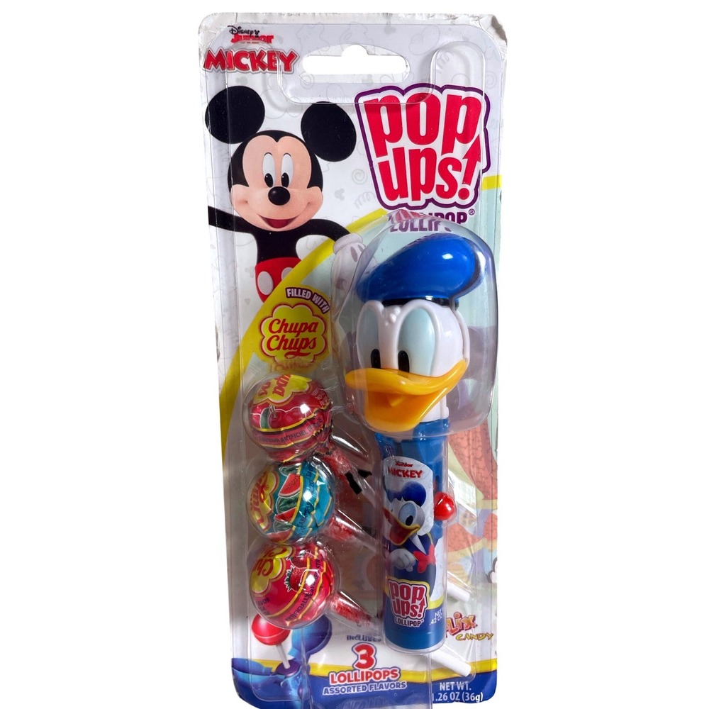 Disney Donald Duck Pop Ups Lollipop Dispenser with 3 Chupa Chups Lollipops New
